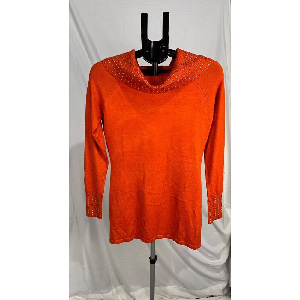 Questions‎ Women’s Red Bedazzled Collar Top Size M | Sparkly Blouse